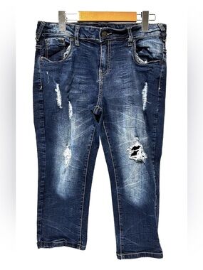 SUKO Distressed Denim Capri Jeans Capri Grunge Stretch Y2K Mallcore 12